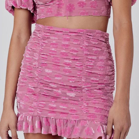 FOR LOVE & LEMONS - Lusk Velvet Pink Mini Skirt (Size Medium) - Picture 3 of 4